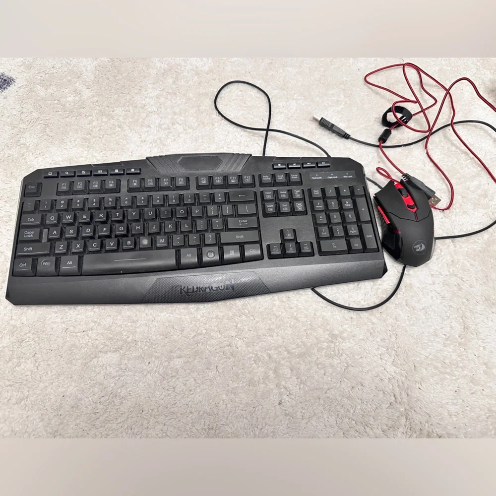 Redragon wired s101-3 gaming keyboard and 3200 dpi mouse with LED